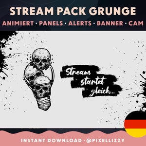 Twitch Overlay Package | German | GRUNGE | animated scenes