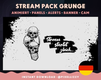 Twitch Overlay Package | German | GRUNGE | animated scenes