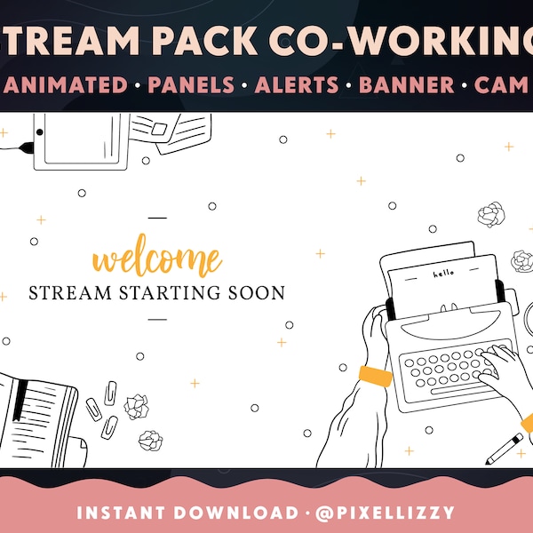 Twitch Overlay Package | WRITER | Author | animated scenes