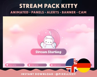 Twitch Overlay Package | English & German | CAT | animated scenes