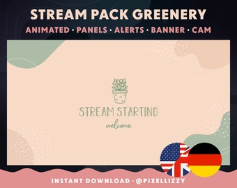 Twitch Overlay Package | English & German | | animated scenes GREENERY