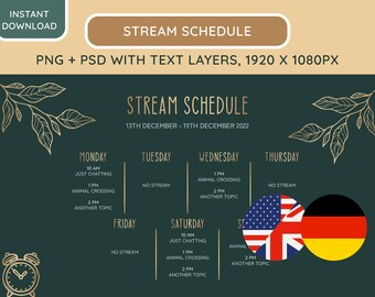 Twitch Stream Plan Template | English & German | GOLDEN PLANTS | Stream Plan