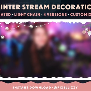 Twitch Overlay | CHRISTMAS, WINTER | Christmas lights | Xmas | Stream Decoration | Twitch, Youtube, Facebook