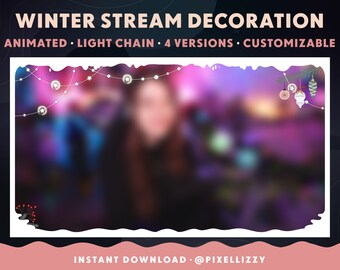 Twitch Overlay | CHRISTMAS, WINTER | Christmas lights | Xmas | Stream Decoration | Twitch, Youtube, Facebook