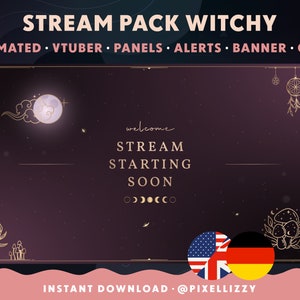 Twitch-overlaypakket | VTuber | Engels en Duits | geanimeerde scènes | HEKSIG