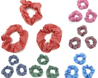 Kids School Gingham Scrunchies