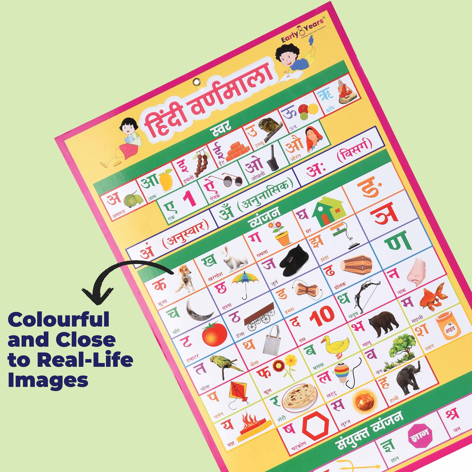 Hindi Alphabet Poster Chart for Kids, Printable Hindi Poster, Hindi Varnamala Digital Download