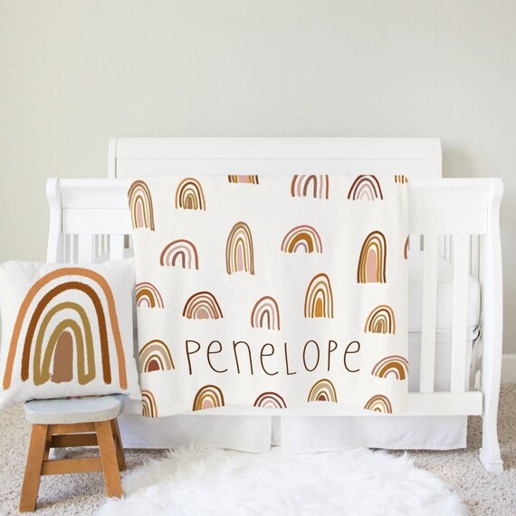Retro Rainbow Personalize Blanket Custom Baby Blanket Etsy