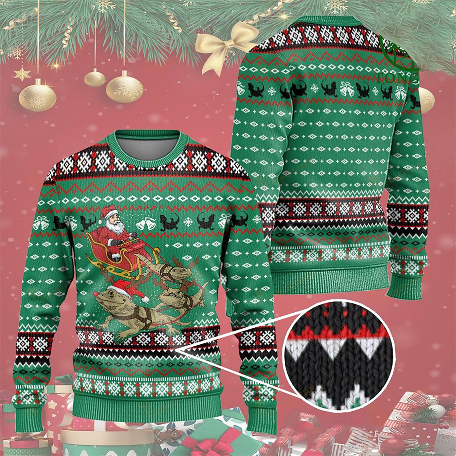 Discover Christmas Bearded Dragon Ugly Sweaters All Over Print Sweater