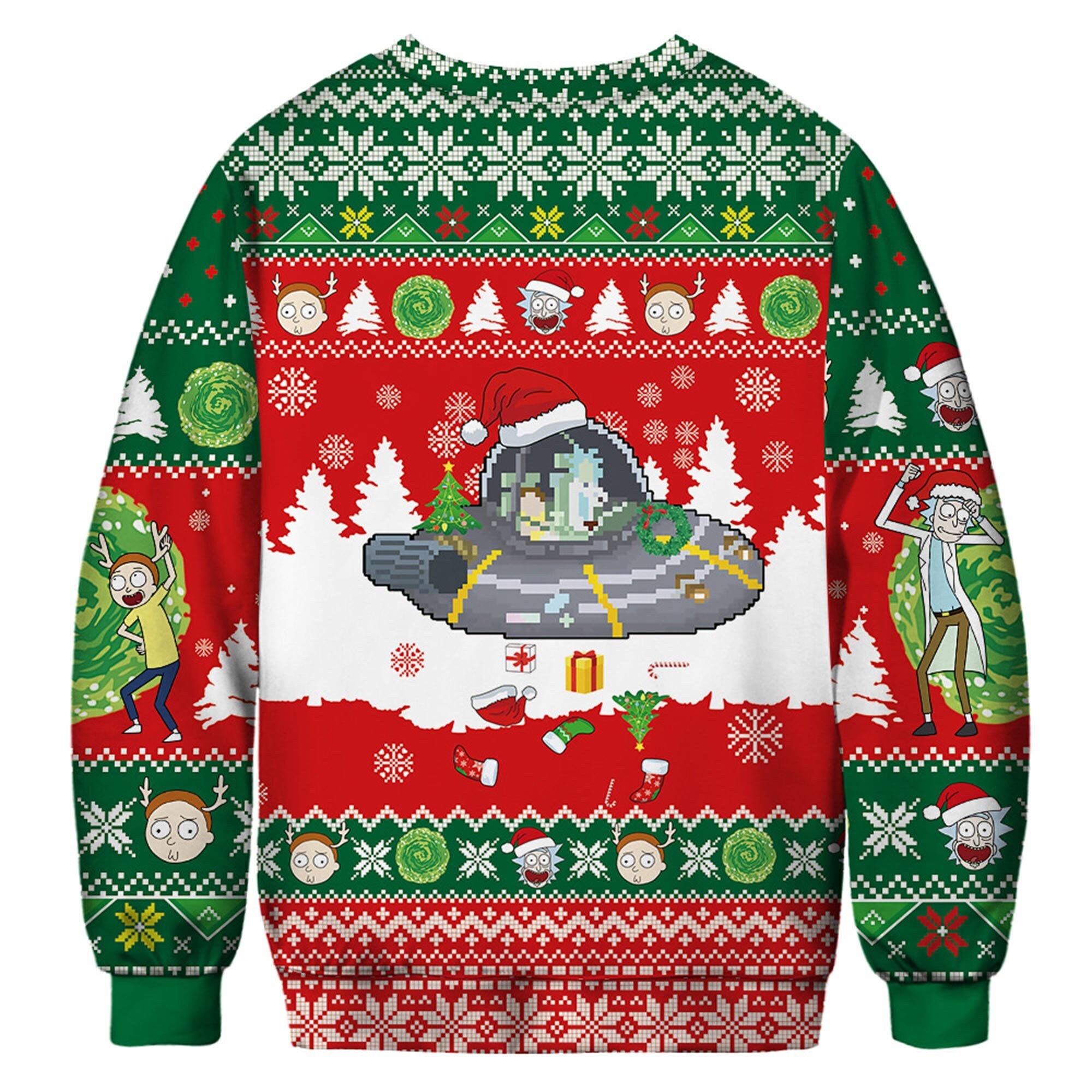 Discover Rick And Morty UFO Christmas Ugly Christmas Sweater All Over Print Sweater Apparel,Xmas Sweater, Xmas 2022 GiftChristmas Gift