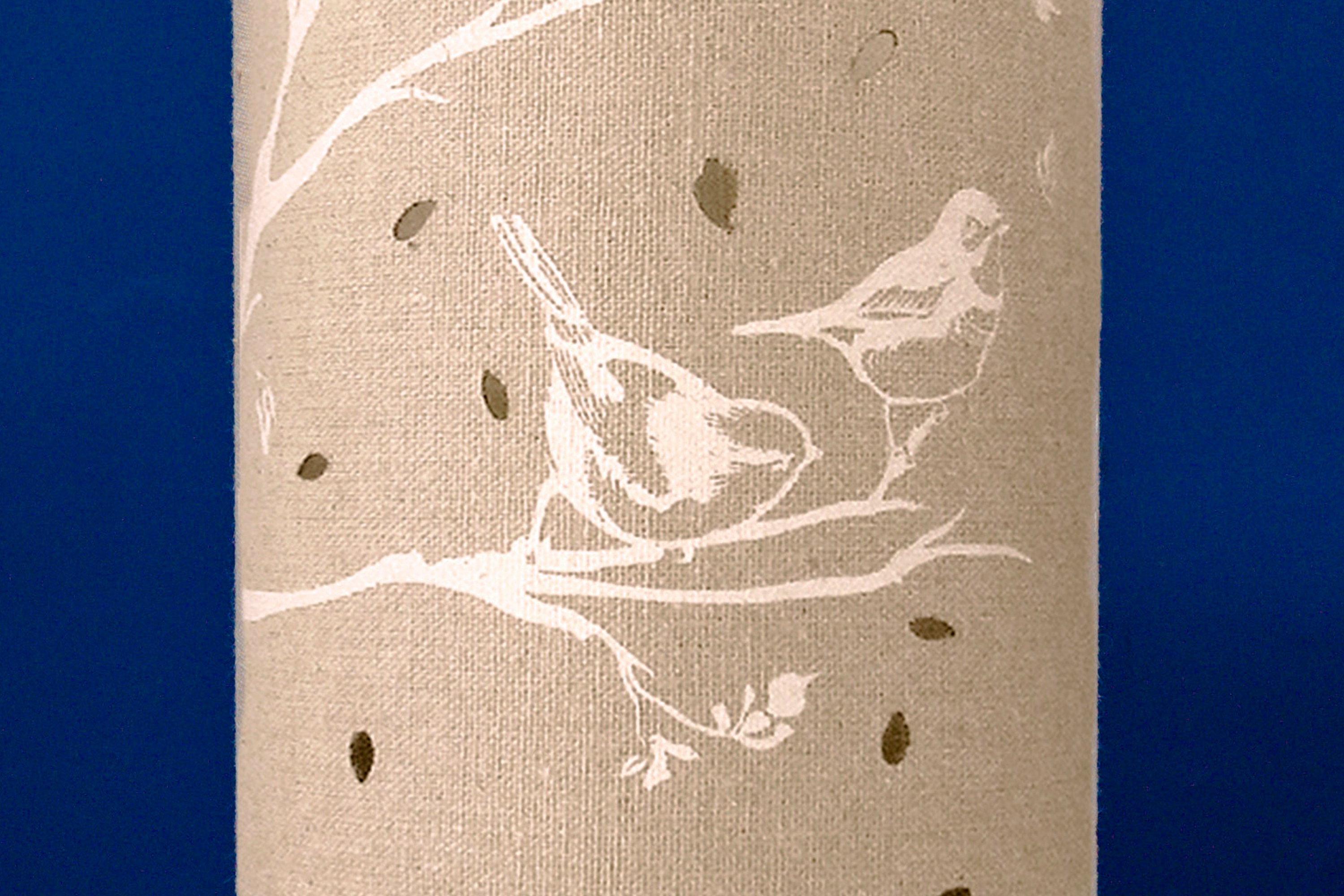 Linen Fabric Table Lamp With a Two Birds Design Etsy UK