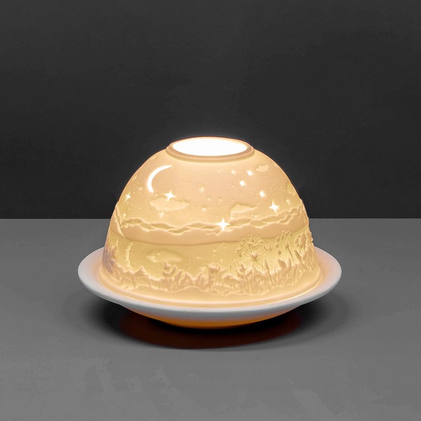 Porcelain Dome Shaped Candle Holder, Starry Night Design