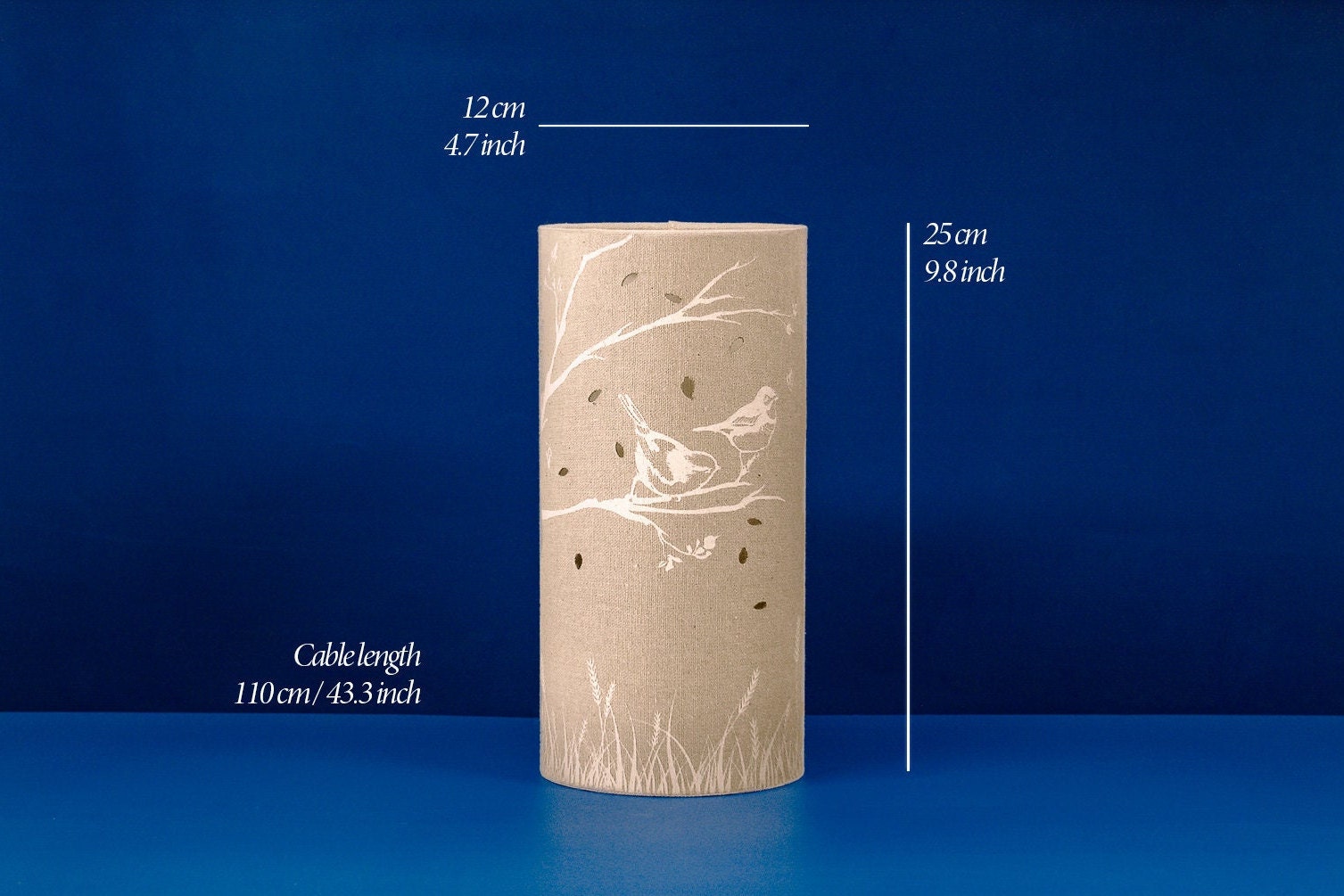 Linen Fabric Table Lamp With a Two Birds Design Etsy UK