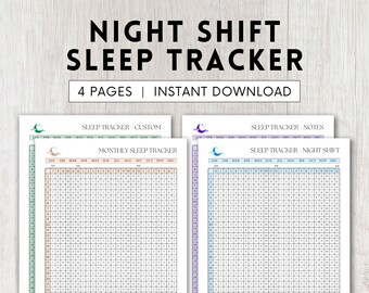 Night Shift Sleep Tracker: maandelijks slaapdagboek (afdrukbaar pdf-bestand)