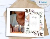 Custom Photo Birthday Card Template: Printable Canva Card (5.5x4.5 inch)