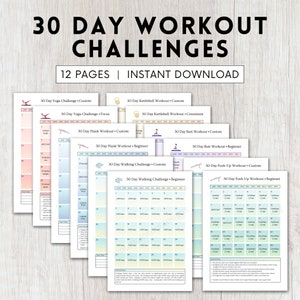 Workout Challenge 30 Day Fitness Challenges for 30 Day Workout Challenge for Fitness Journal Tracking Yoga Kettlebell Pushup Squat Yoga Abs