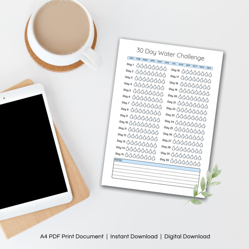 30 Day Water Tracker Challenge Printable Fitness Tracker and - Etsy Canada