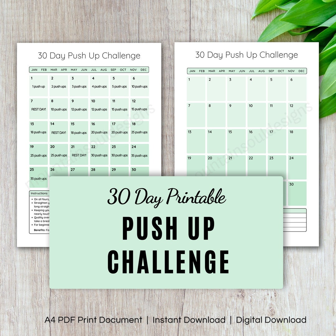 30 Day Pushup Challenge Printable Fitness Tracker and - Etsy