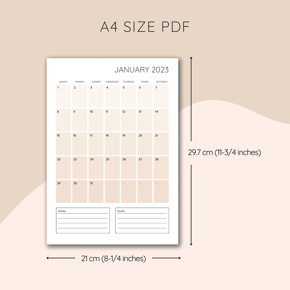 Calendar 2023 Digital Planner for 2023 Minimalist Calendar for Etsy