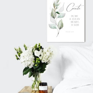 Psalm 51:10 Bible Printable Wall Art - Scripture Wall Art - Christian ...
