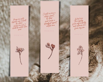 Conjunto de Marcadores de Livros com Versículos Bíblicos Florais – Marcadores de Livros com Versículos para Imprimir (Download Digital)