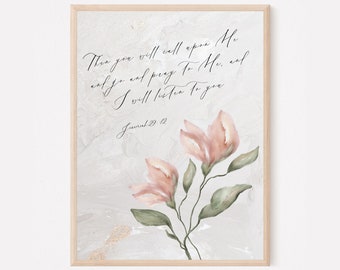 Arte de parede imprimível com Jeremias 29:12 - Arte com versículos bíblicos - Decoração cristã para casa - Presentes cristãos - Arte cristã - Pôster cristão