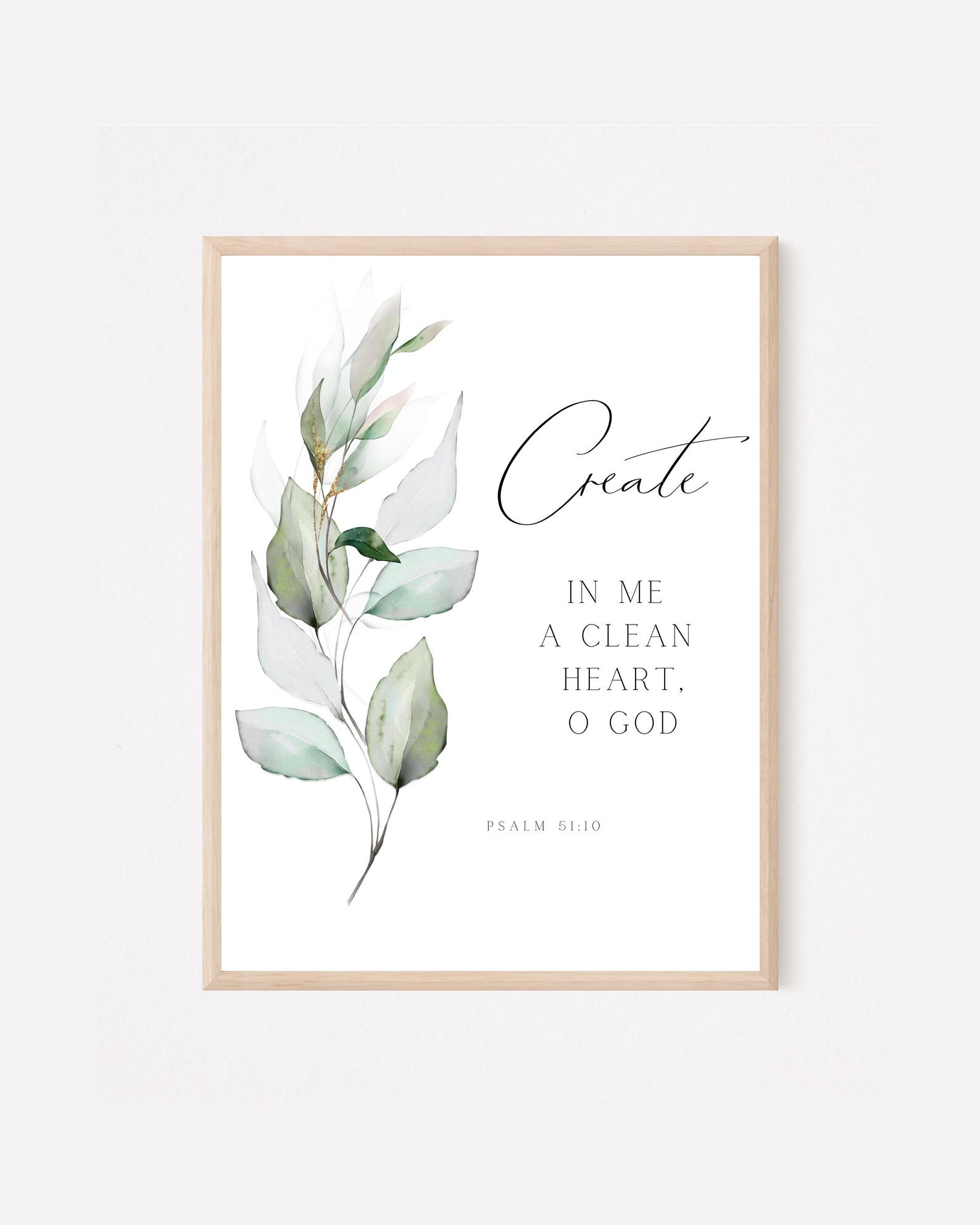 Psalm 51:10 Bible Printable Wall Art Scripture Wall Art Christian Home ...