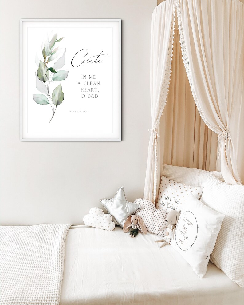 Psalm 51:10 Bible Printable Wall Art Scripture Wall Art Christian Home ...