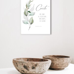 Psalm 51:10 Bible Printable Wall Art - Scripture Wall Art - Christian ...