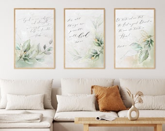 Impressões artísticas com versículos bíblicos – Decoração cristã inspiradora para o lar (Download digital)