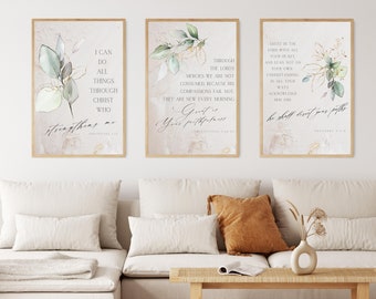 Conjunto de pôsteres com versículos bíblicos – Decoração cristã para casa (Download digital)