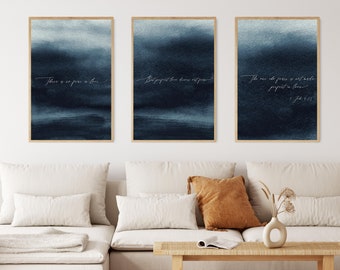3 modelos de arte de parede bíblica para imprimir - Decoração de parede com versículos bíblicos - Decoração cristã para casa - 1 João 4:18 - Citações inspiradoras - Placa com versículo bíblico