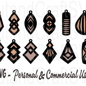 Faux Leather Earring SVG, Geometric Earring SVG, Aztec Earring Cut Files, Laser Earring File