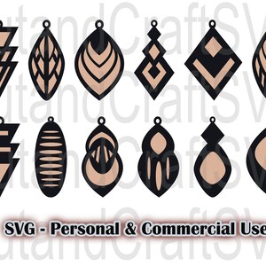 Geometric SVG Earrings, Earring SVG Bundle, Earring SVG Templates, Earring Laser Cut Files, Faux Leather Earring Svg