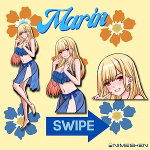 Pretty Dress-up Waifu Stickers, Waifu Decal, Waifu Stickers, Waifu