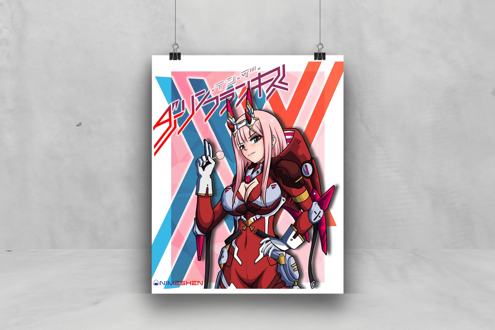  DCVH Anime Darling in The Franxx Hiro Zero Two Canvas Art Poer  and Wall Art Picture Print Modern Family Bedroom Der Poers 12x18h(30x45cm):  Posters & Prints