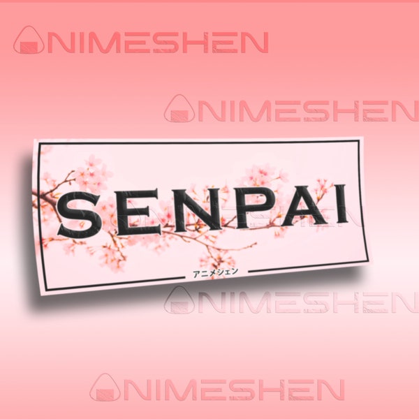 Senpai Slap Sticker, Cherry Blossom Decal, Car SlapSticker, Laptop Anime Sticker