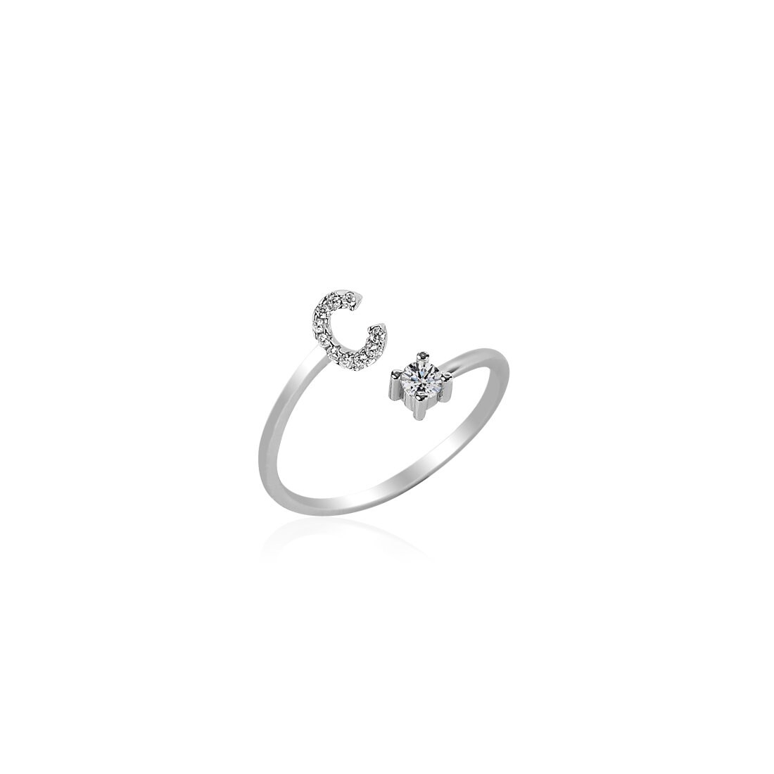 アクセサリー THE LETTERING Alphabet Ring C - Silver 925 Sterling Silver Letter Ring, Letter C Ring, A-Z Initial
