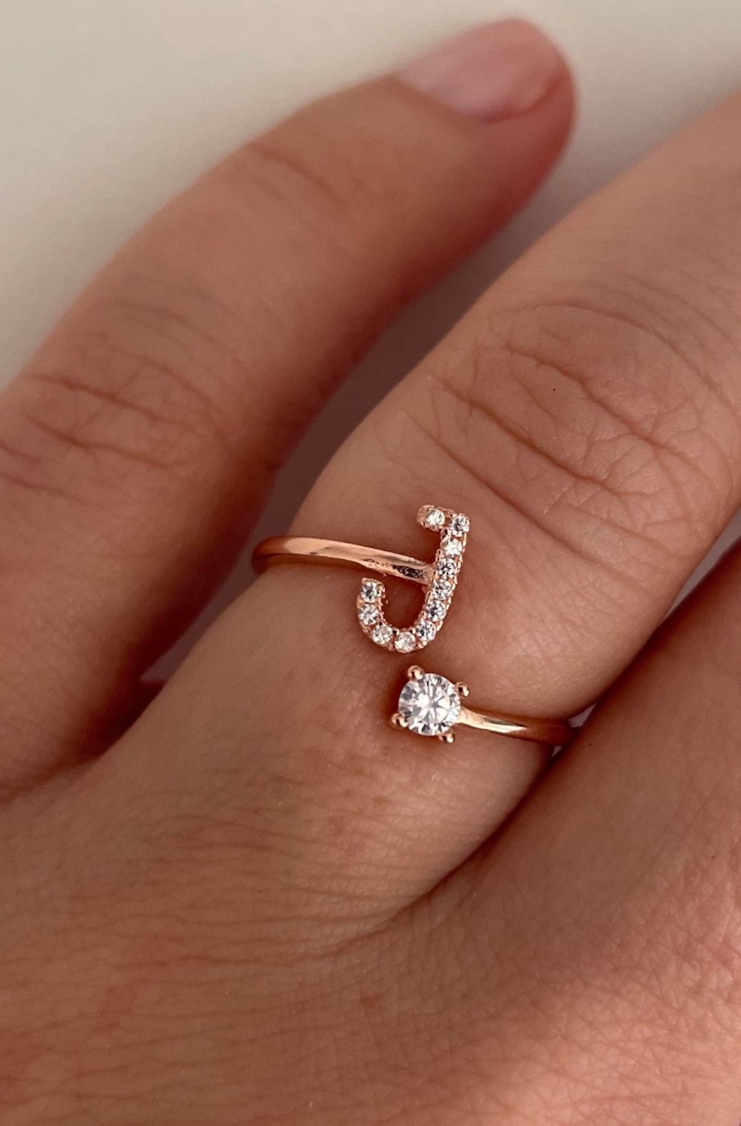 INITIAL RING J Gift for Her Personalized Gift Letter Ring Sterling