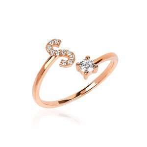 Anillo Inicial De Carta S , Regalo Del Día De la Madre, Dainty CZ Anillo Inicial, Anillo Para Mujer, Regalo Para Novia, Regalos Para Ella, Anillo Personalizado