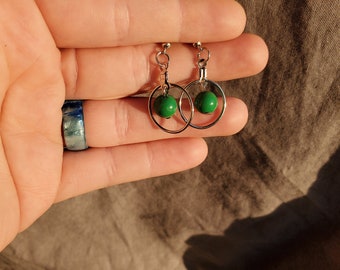 Green Dangle Earrings