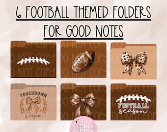 Football themed Folder PNG images to use in Good Notes, Digital planner organizing folder covers, Football season folder png covers planner