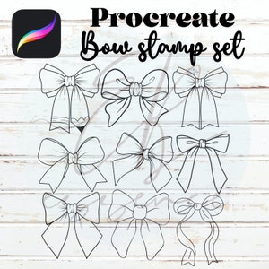 Bow stamp bundle for procreate, procreate brush set, 8 bow stamps included , transparent bow stamps for procreate app only, diy coquette