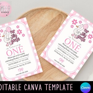 Um modelo de cartão de aniversário EDITÁVEL para CANVA, modelo de cartão de primeiro aniversário