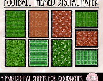 Football themed Digital paper png files, Digital paper for planners good notes, 9 PNGs, football sports theme backgrounds for goodnotes