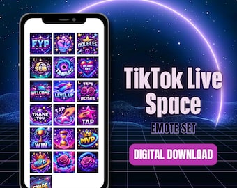 19 adesivi per abbonati Tiktok Space, emote a tema spaziale Tiktok, emote live Tiktok, adesivo digitale, Tiktok Live, luna e stelle, astrologia