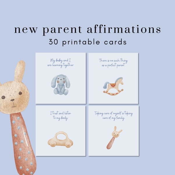 New Parent Affirmation Cards | 30 Printable Positive Affirmations | New Mom Affirmations | Postpartum Positivity | Motherhood | Baby Gift