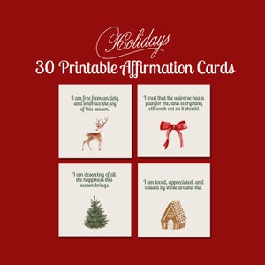 Weihnachts Affirmationskarten | Printable Card Deck 30 tägliche positive Affirmationen | Weihnachtsgeschenk | Positive Zitate | Spaß Feiertags Dekor