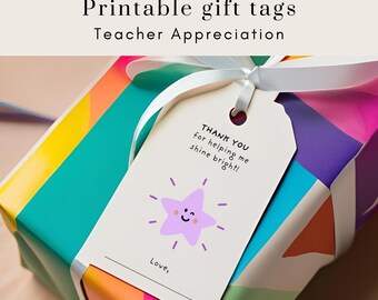 Teacher Appreciation Gift Tags: Printable Thank You Tags (Digital Download)
