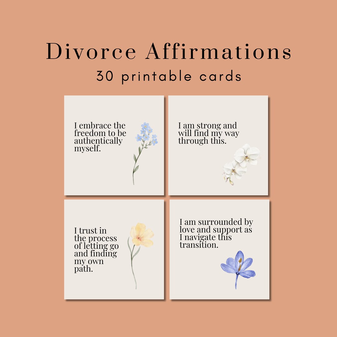 Divorce Affirmation Cards: 30 Printable Positive Affirmations (digital ...
